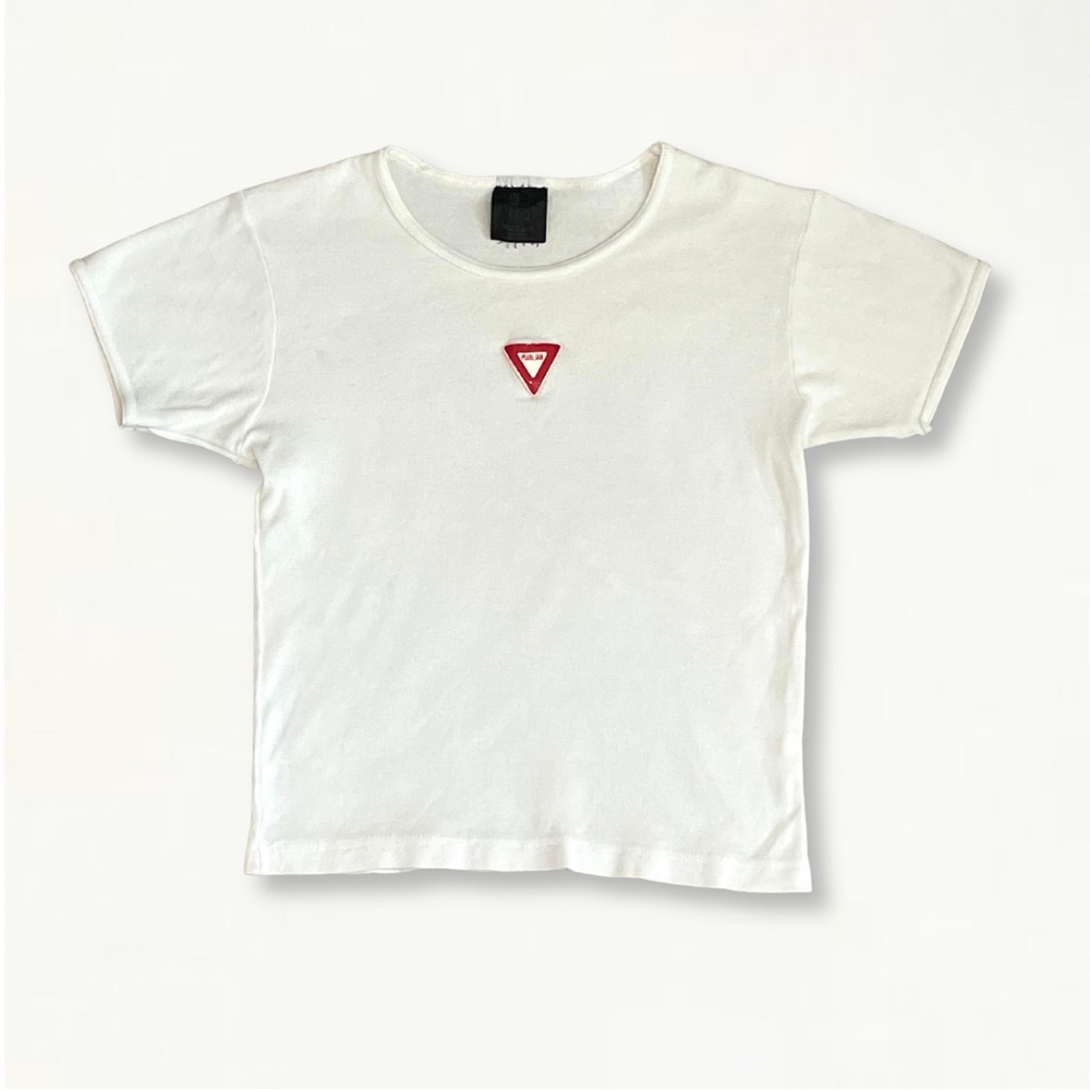 Vintage 90s 1997 Pearl Jam Baby Tee Ribbed White Band T-Shirt
